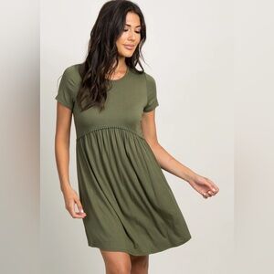 PinkBlush Olive Crochet Trim Shift Dress Small